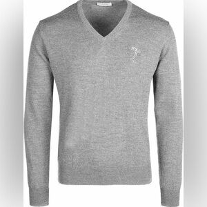 Versace M Men's 100% Wool Gray 
V-Neck Sweater